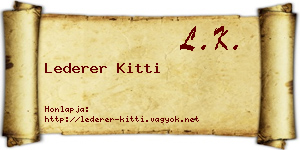Lederer Kitti névjegykártya